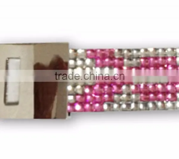 PU Leather Bracelet With Zinc Alloy Locking Part, Hot Sale Gift Leather With Crystal Gem Decoration photo-6