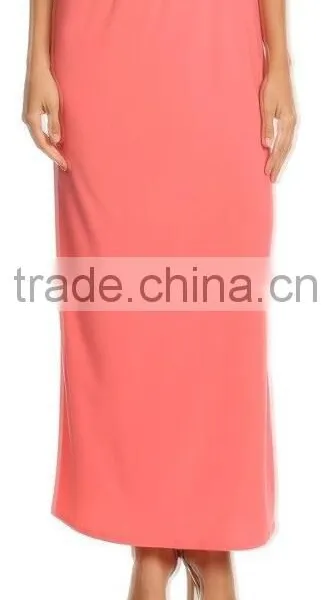 China Clothes 95% Polyester 5% Spandex Fabric Solid Long Coral Skirt Fancy Long Skirts photo-2