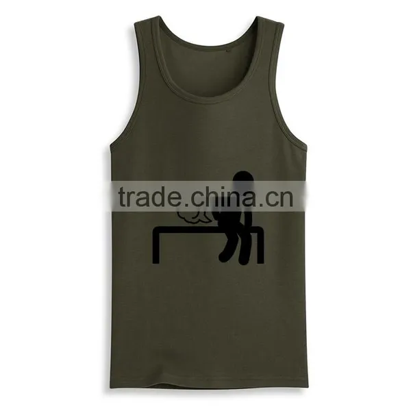 Latest Top Design Wholesale Silk Screen Funny Printed Bulk Open Side Tank Top photo-2