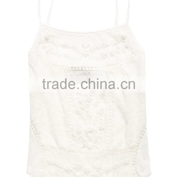 2016 Guangzhou Shandao Hot Selling New Arrivals Sexy Women Spaghetti Strap Embroidered White Lace Summer Top photo-6