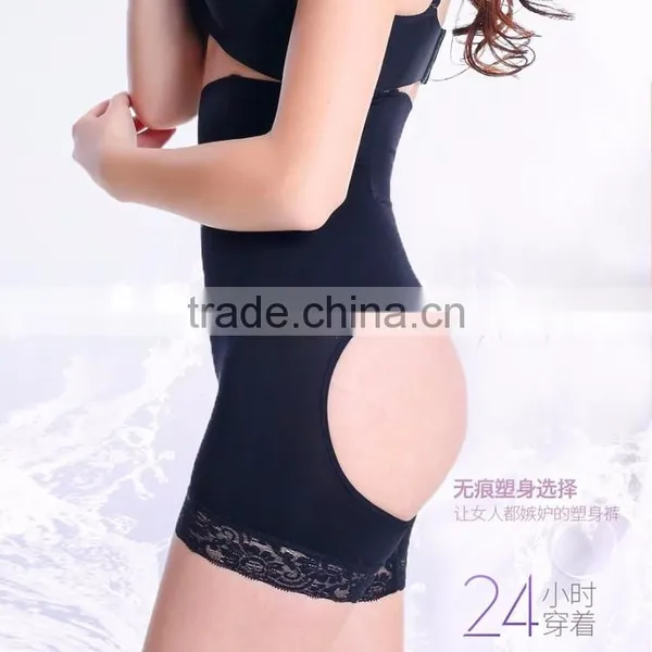 Hot Black High Waist Tight Trimmer Butt Lift Effect Shaper Open Sexy Panty photo-3