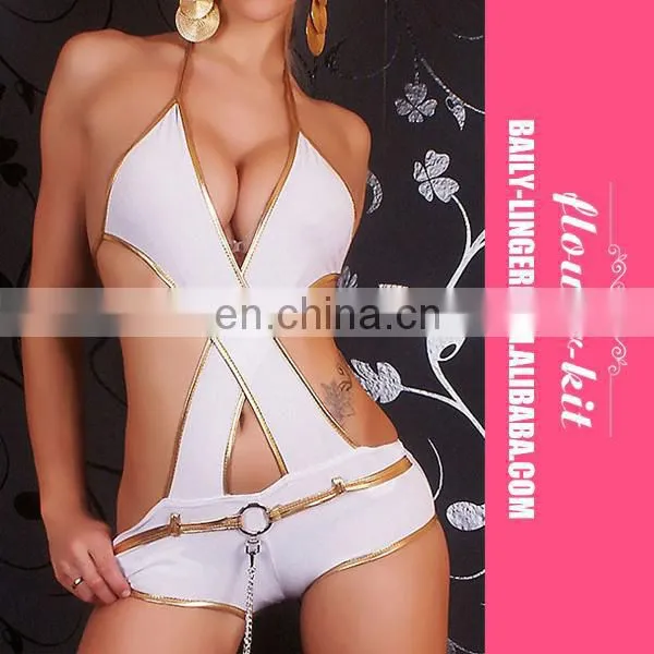 Factory Price Women Hot Sexy White Halter Teddy Lingerie photo-4