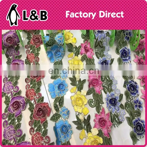 Mexico Flower Multicolors Polyester Sewing Border Lace 3d Lace Trim photo-4