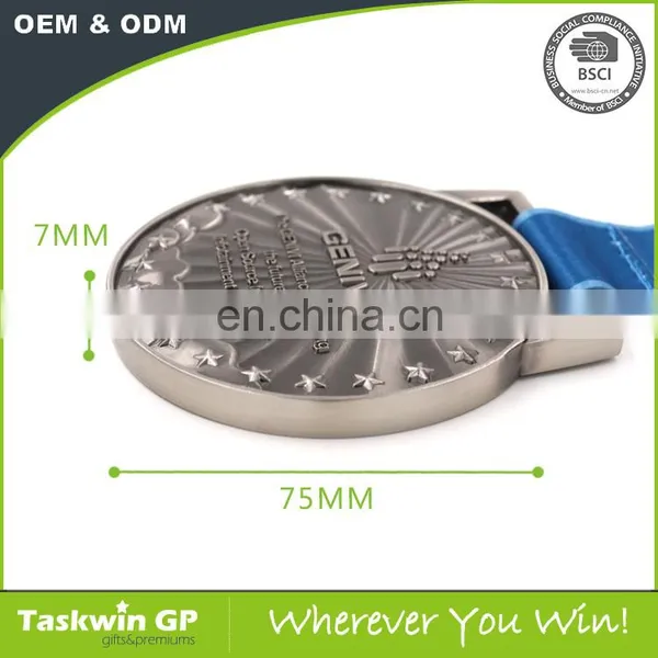 Custom Silver Plated Metal Medal With Ribbon Drape photo-6