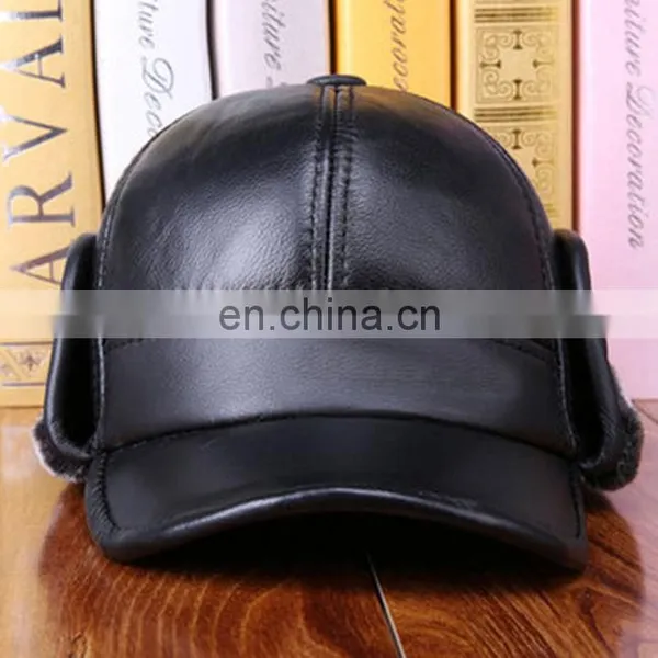 Unisex Cowhide Genuine Leather Earflaps Earmuff Bomber Baseball Hat Trapper Cap photo-4