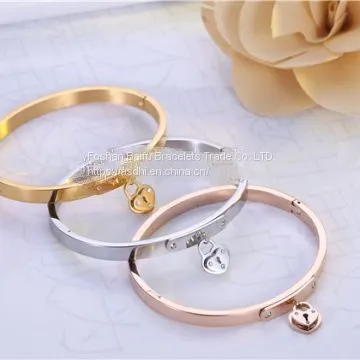 Gold Rose Gold Silver Vacuum PVD Plating 316L Stainless Steel Bracelets Bangles For Men Womens photo-4