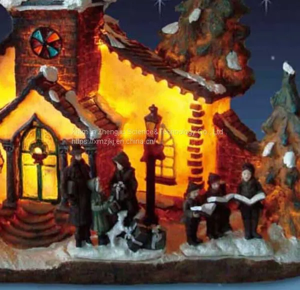 X'mas House With 10 Light Set Play Snowman Polyresin Christmas House Decoration photo-4