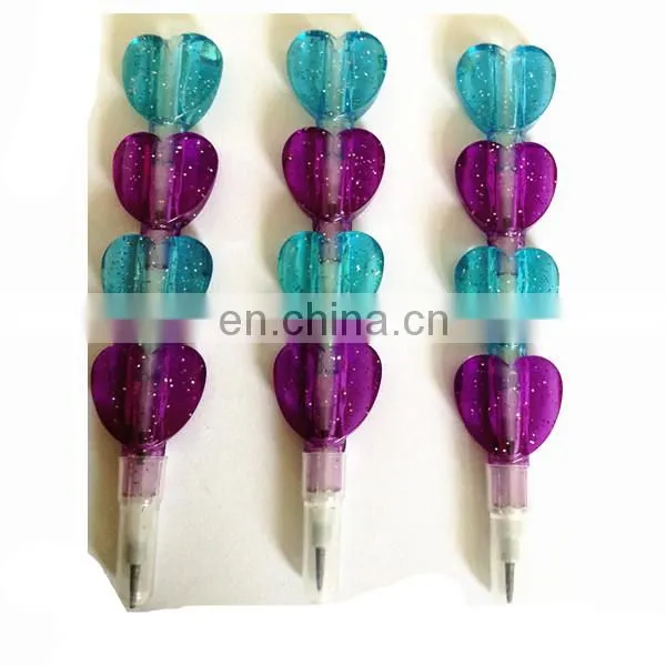 4 Stacking Pencil Purple and Blue Heart Shaped Stacker Pencil