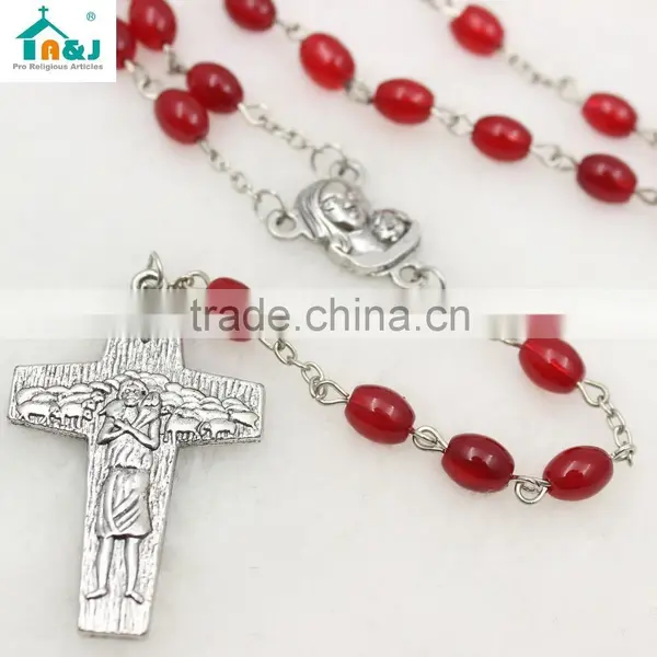 Catholic Oval Shape Glass Beads Pope Rosary photo-4