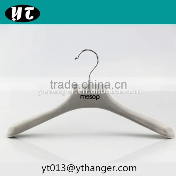 Luxury Grey Color Clothes Plastic Hanger Coat Rubber Hanger With Trousers Clip photo-3