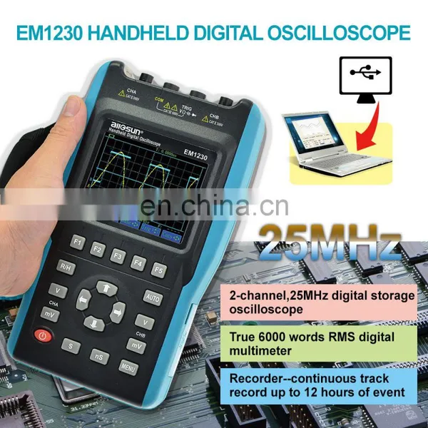 All-sun EM1230 Handheld Digital Storage Oscilloscope 25MHz 100M Sa/s Scope Meter With LED Backlight Stock in US photo-4