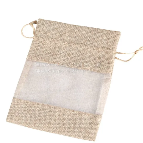 Linen Cosmetics/Gift Display Bags With Clear PVC Window