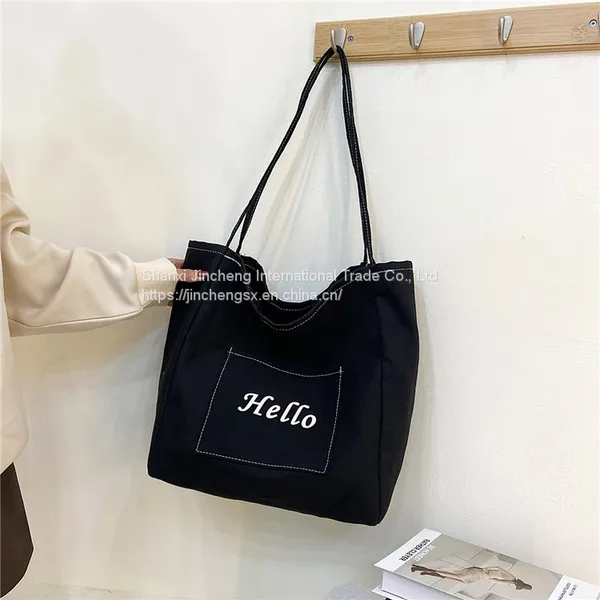 Eco Friendly Recycled Fashion Durable Large Capacity Shopping Cotton Tote Bags Custom Printed Logo photo-4