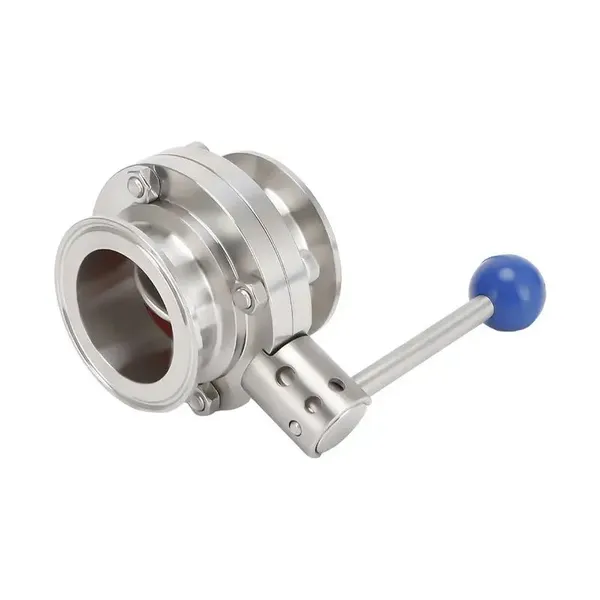 SS316L TC Ends Sanitary Manual Stainless Steel Butterfly Valve photo-3