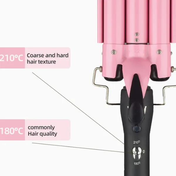 Pink Three Tube Curling Stick/big Wave Electric Splint Curler/water Wave Chicken Rolls Stick Big Roll/perm（Wechat:13510231336） photo-3