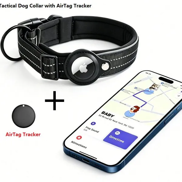 Tactical Dog Collar With AirTag Tracker