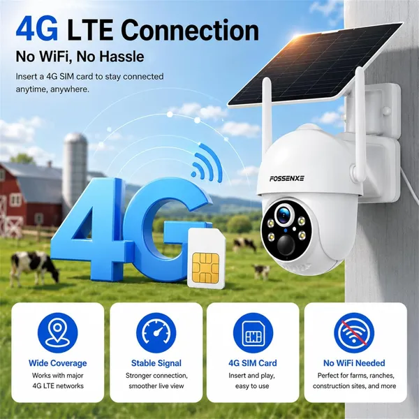 4G Solar Powered Outdoor Security CCTV Camera With SIM Card Auto Tracking Remote Monitoring and 64GB Storage photo-2