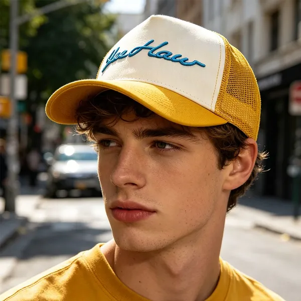 Summer Mesh Trucker Caps Unisex Custom Raised Embroidery Colorblock Adjustable Street Trucker Hats photo-2