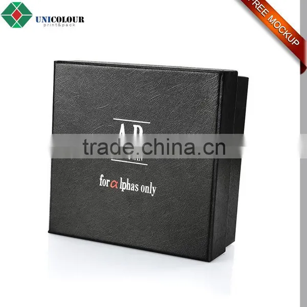 Custom Black Fashion Men Belt Gift Box With Silver Foiled Logo photo-2