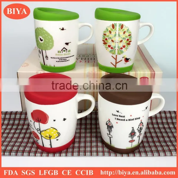 Silicone Mug Covers Ceramic Cup and Mug With Silicone Lid and Bottom With Handle Mug and Decal photo-2