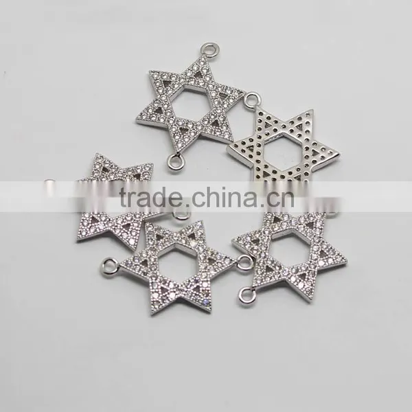 CZ6461 Wholesale Mirco cz Pave Hexagonal Star Bracelet Charm Connectors photo-2