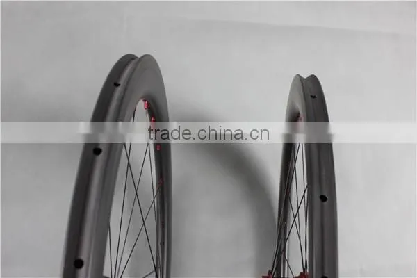 Full Carbon Fiber Road Bike Wheelset Red R13 Hubs Carbon Bike Wheels W56T photo-4