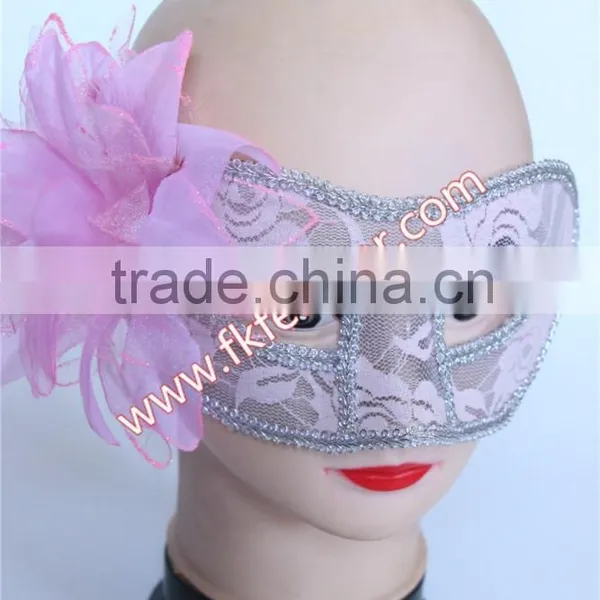 Party Supplies Birthday Yellow Plastic Halloween Mask With Artificial Flower photo-5