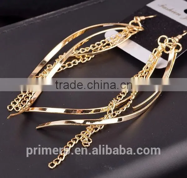 Simple Long Chain Tassel Dangle Earrings Fashion Gold Plated Designs For Women photo-6
