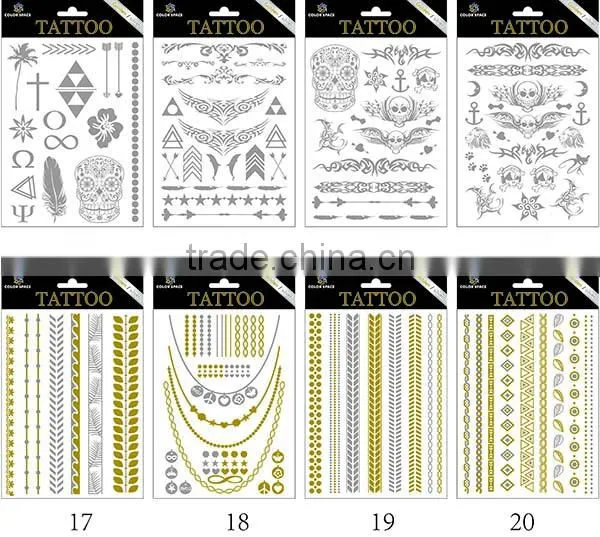 Metallic Gold Silver Black Jewelry Temporary Bling Tattoo photo-3