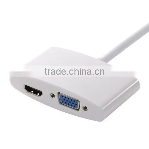 White 2 in 1 DP Display Port to VGA + HDMI Female 2 in 1 Adapter Cable for Dell Nvidia ATI photo-4