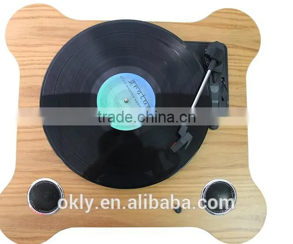 Wooden USB Portable Turntable Vinyl LP Player Gramophone With Aux in