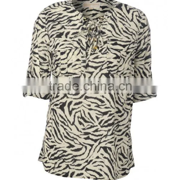 Yarn Dyed Cotton Round Neck T-shirt for Women