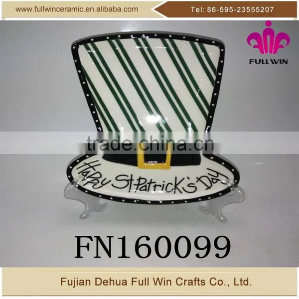 Hand Painting Ceramic Plate With Hat Shape