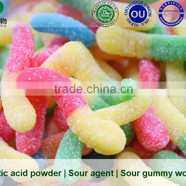 Henan Honghui Manufacturer Supply Sour Gummy Worms Used Powder Lactic Acid Sour Agent