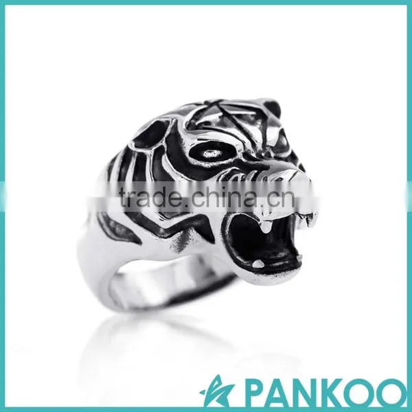 Pankoo Wholesale 2016 Animals Series of Retro Punk Tai Silver and Titanium Unisex Ring