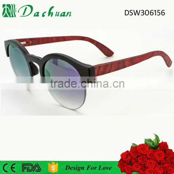 2016 Made in China Handmade High Quality Round Wood Sunglasses Eyewear
