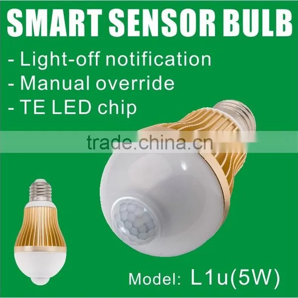 L1u ( 5W ) PIR Motion Sensor LED Light Bulb with Light-off notification & Manual override ,TE LED chip