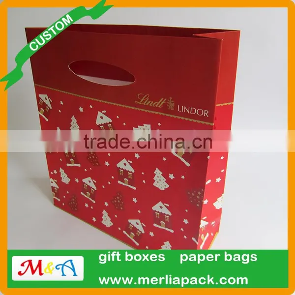 Chocolates Carrier Bags Hot Cafe Candy Die Cut Handle Paper Packaging Euro Totes Bags photo-2