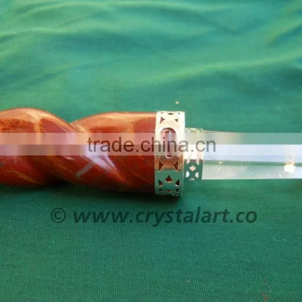 RED JASPER TWISTED FACETED HEALING WANDS photo-3