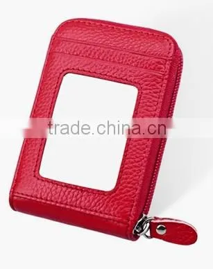 WCA Audited Factory Offers High Quality Leather Card Wallet With PVC Window ( W211) photo-4
