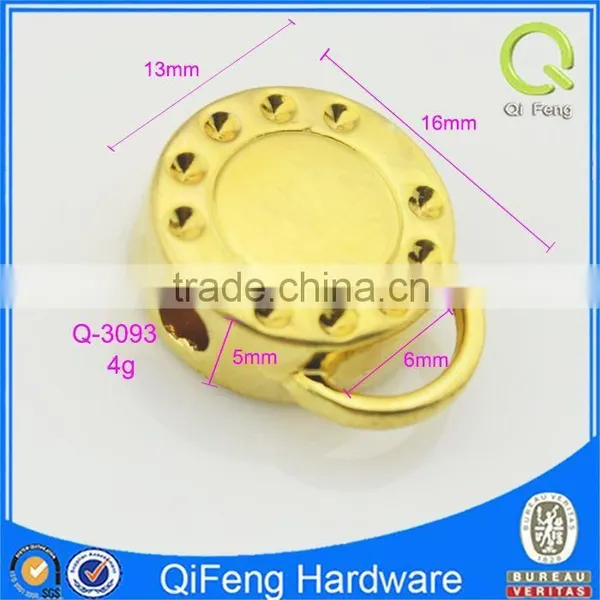 Q-3093 Zippers Manufacturer Custom Shiny Gold Round Engrave Puller photo-2