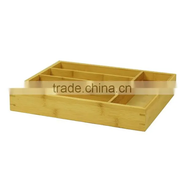 Store More 5-slot Bamboo Kitchen Utensil Drawer Organizer Tray photo-2