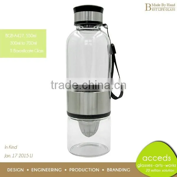 Handmade Promotion Pyrex Glass Water Bottle for Sports BPA Free photo-6