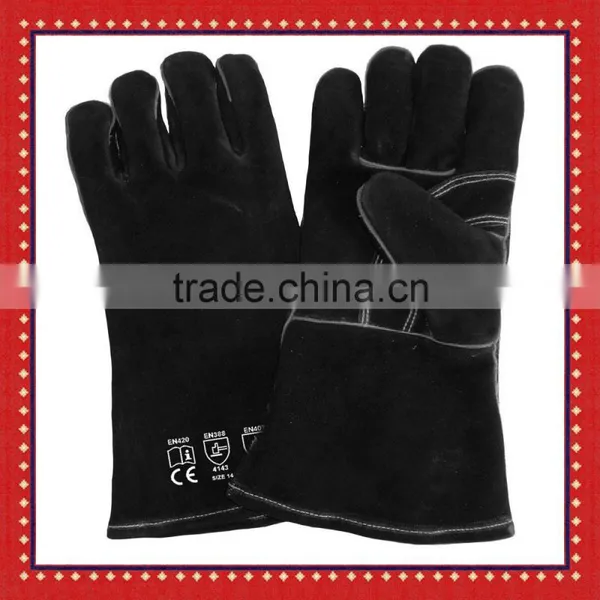 Premium Leather Gloves BBQ Grill Fireplace Cotton Lining Gloves With 14Inch Extra Long Sleeve photo-3