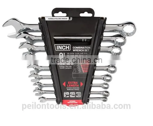 Carbon Steel 9 Pieces Set Combination Wrench Set (1/4-3/4 Inch.) photo-3