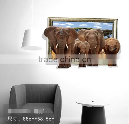 Interesting 3D Elephant Wall Sticker for Kids , Removable Real Elephant Wall Sticker photo-2