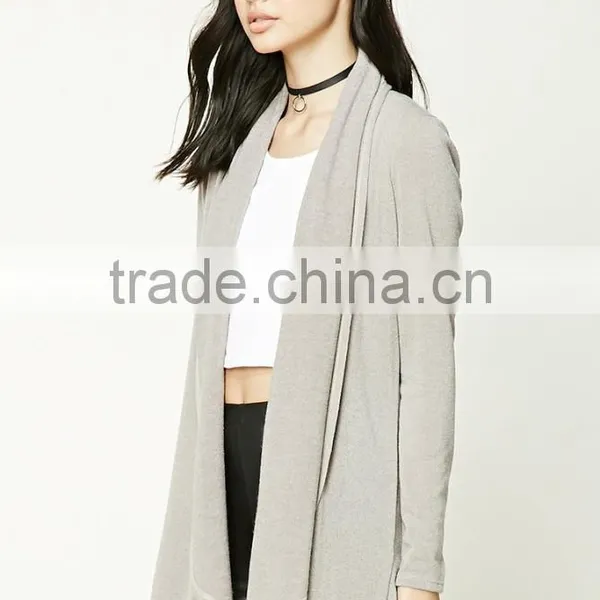 OEM Winter Women Fashion Long Sleeve Ladies Cardigan Brushed Shawl Collar Cardigan Wholesale photo-2