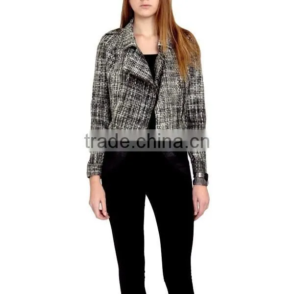 Latest Design Lapel Collar Front Zipper Open Long Sleeve Lady/woman Fashion Jacket&blazer photo-3