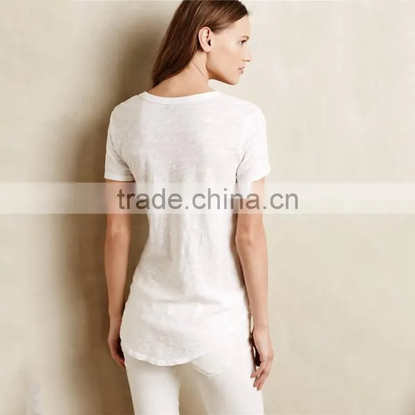 Wholesale Blank White t Shirt Below $1,100 Polyester v Neck t Shirt photo-2