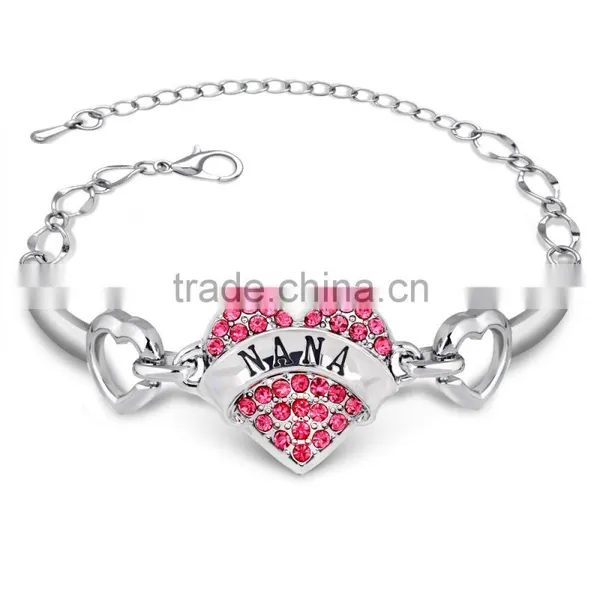 White Heart Rhinstone Hope Bracelet Personal Custom Logo Hope Bracelet for 2016 Promotion Gitfs photo-6